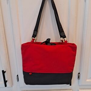Artisan Crafted Red and Black Cotton Canvas Tote Bag